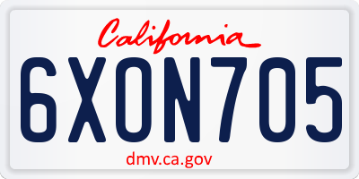 CA license plate 6XON705
