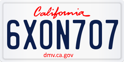 CA license plate 6XON707