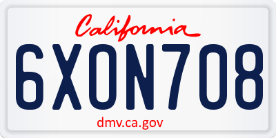 CA license plate 6XON708