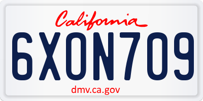 CA license plate 6XON709