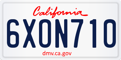 CA license plate 6XON710