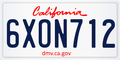 CA license plate 6XON712