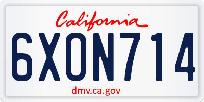 CA license plate 6XON714