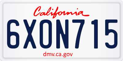 CA license plate 6XON715