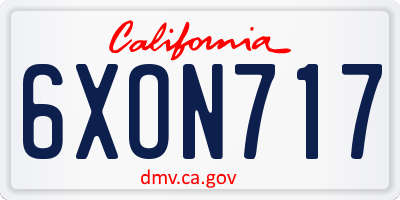 CA license plate 6XON717