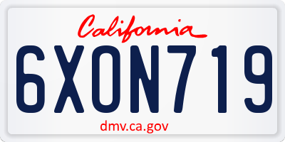 CA license plate 6XON719