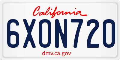 CA license plate 6XON720