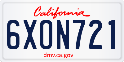 CA license plate 6XON721