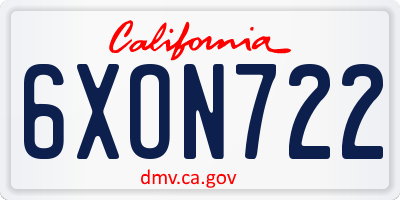 CA license plate 6XON722