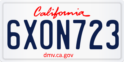 CA license plate 6XON723