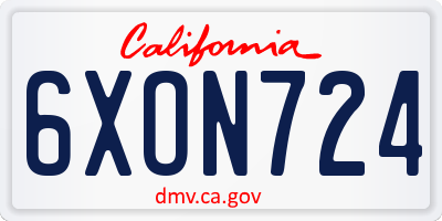 CA license plate 6XON724