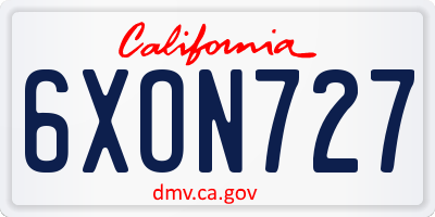 CA license plate 6XON727