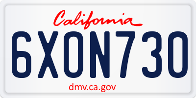 CA license plate 6XON730
