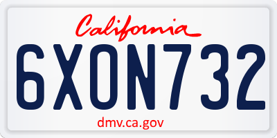 CA license plate 6XON732
