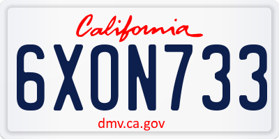 CA license plate 6XON733