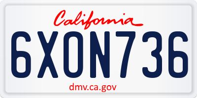 CA license plate 6XON736