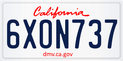 CA license plate 6XON737