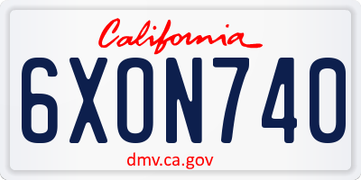CA license plate 6XON740