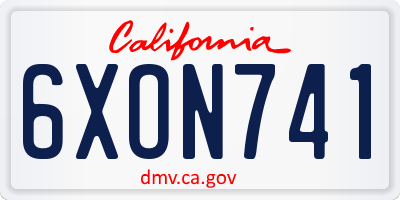 CA license plate 6XON741