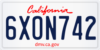 CA license plate 6XON742