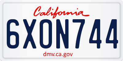 CA license plate 6XON744