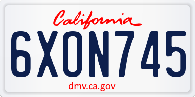 CA license plate 6XON745