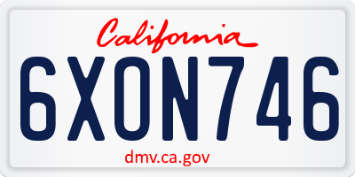 CA license plate 6XON746