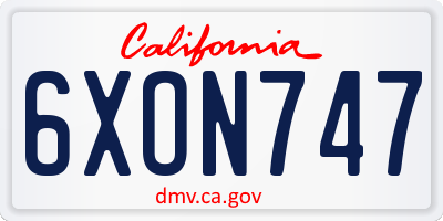 CA license plate 6XON747