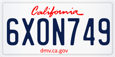 CA license plate 6XON749