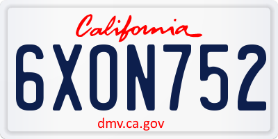 CA license plate 6XON752