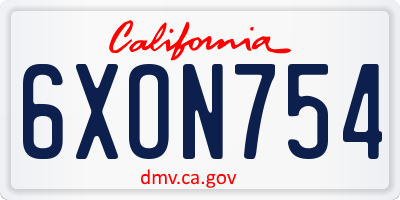 CA license plate 6XON754