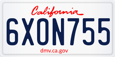 CA license plate 6XON755