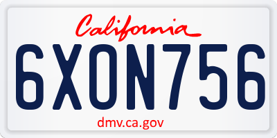 CA license plate 6XON756