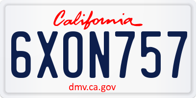 CA license plate 6XON757