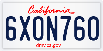 CA license plate 6XON760