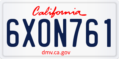 CA license plate 6XON761