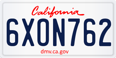 CA license plate 6XON762