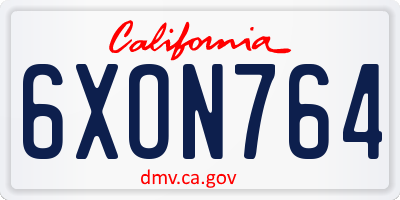 CA license plate 6XON764