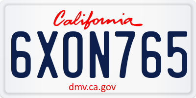 CA license plate 6XON765