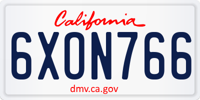 CA license plate 6XON766