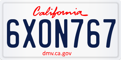 CA license plate 6XON767
