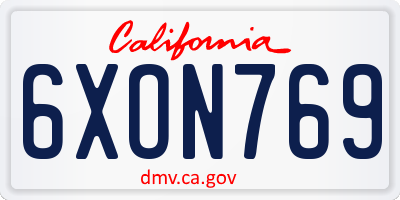 CA license plate 6XON769