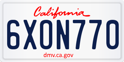 CA license plate 6XON770