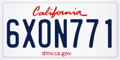 CA license plate 6XON771