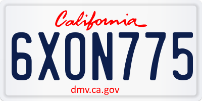 CA license plate 6XON775