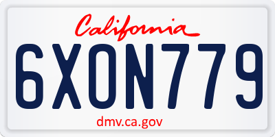 CA license plate 6XON779