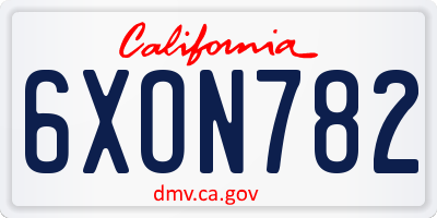 CA license plate 6XON782