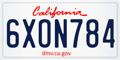 CA license plate 6XON784