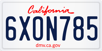 CA license plate 6XON785