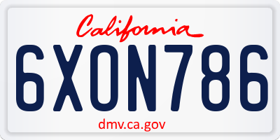 CA license plate 6XON786